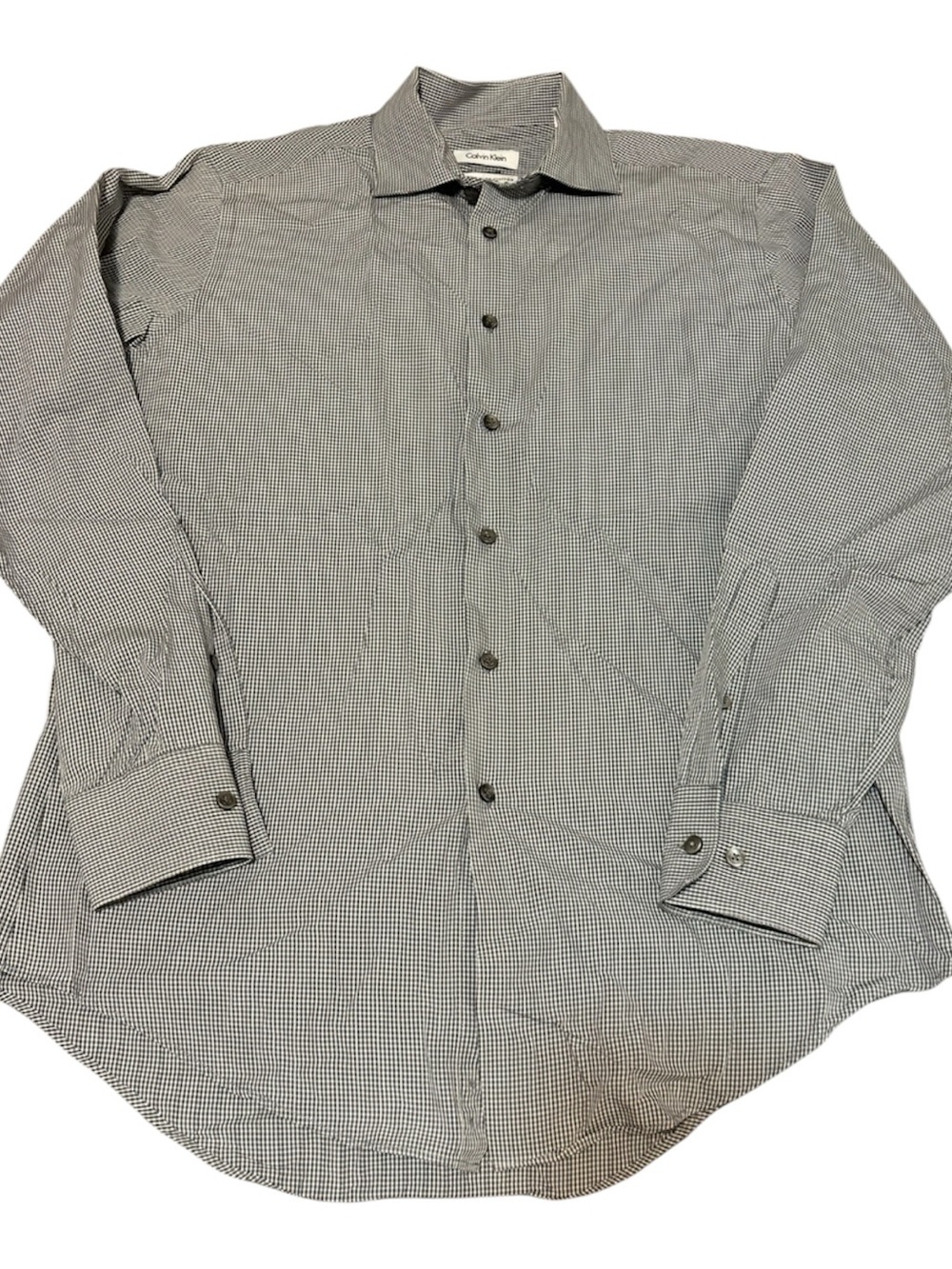 🟤🟤Calvin Klein Men’s Black & White Micro-Check Dress Shirt